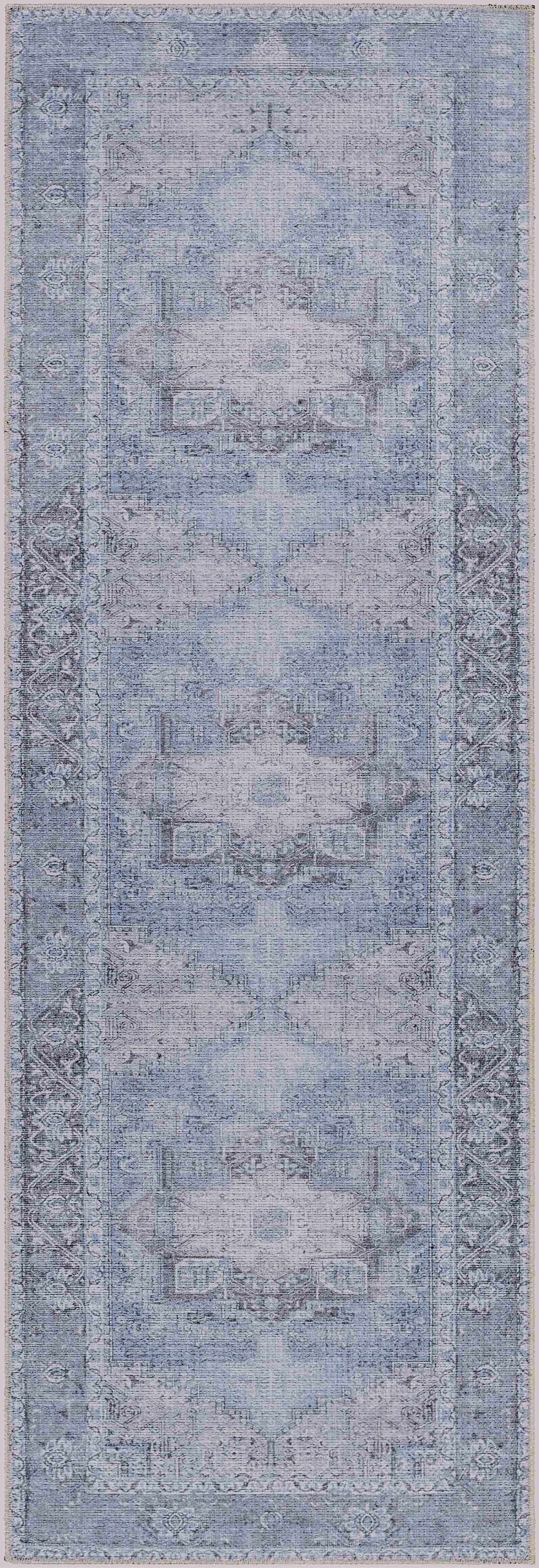 Alfombra lavable de pelo plano azul hielo - Liquidación
