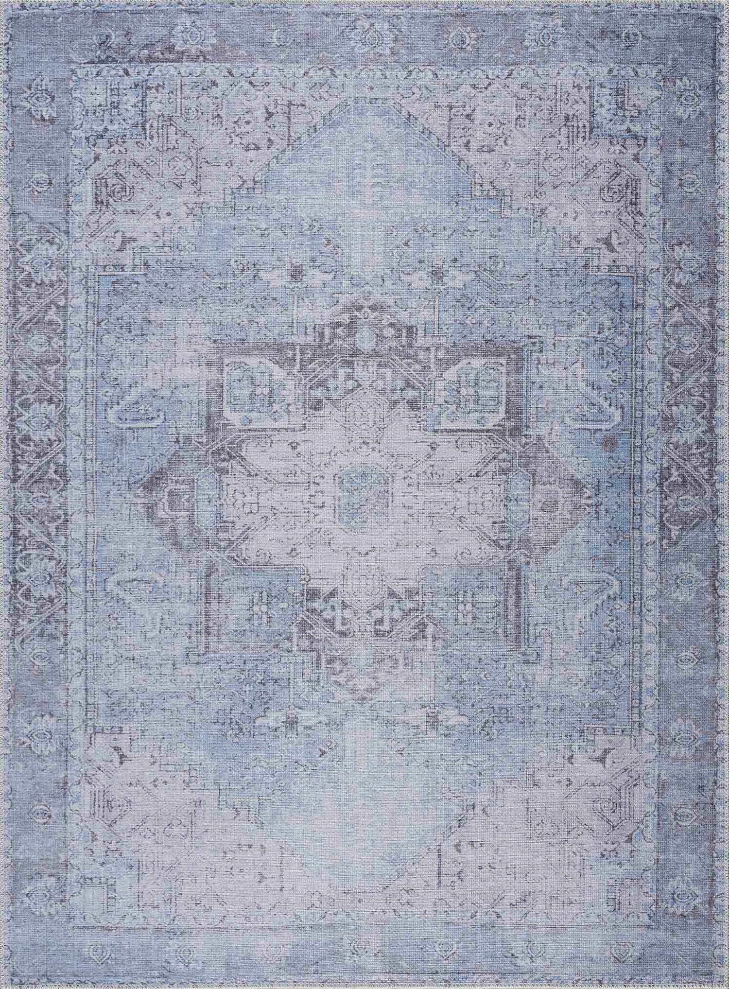 Alfombra lavable de pelo plano azul hielo - Liquidación