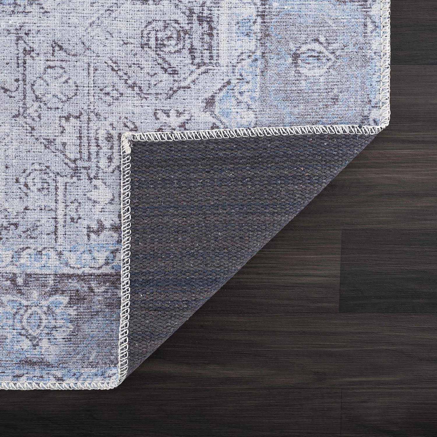 Alfombra lavable de pelo plano azul hielo - Liquidación