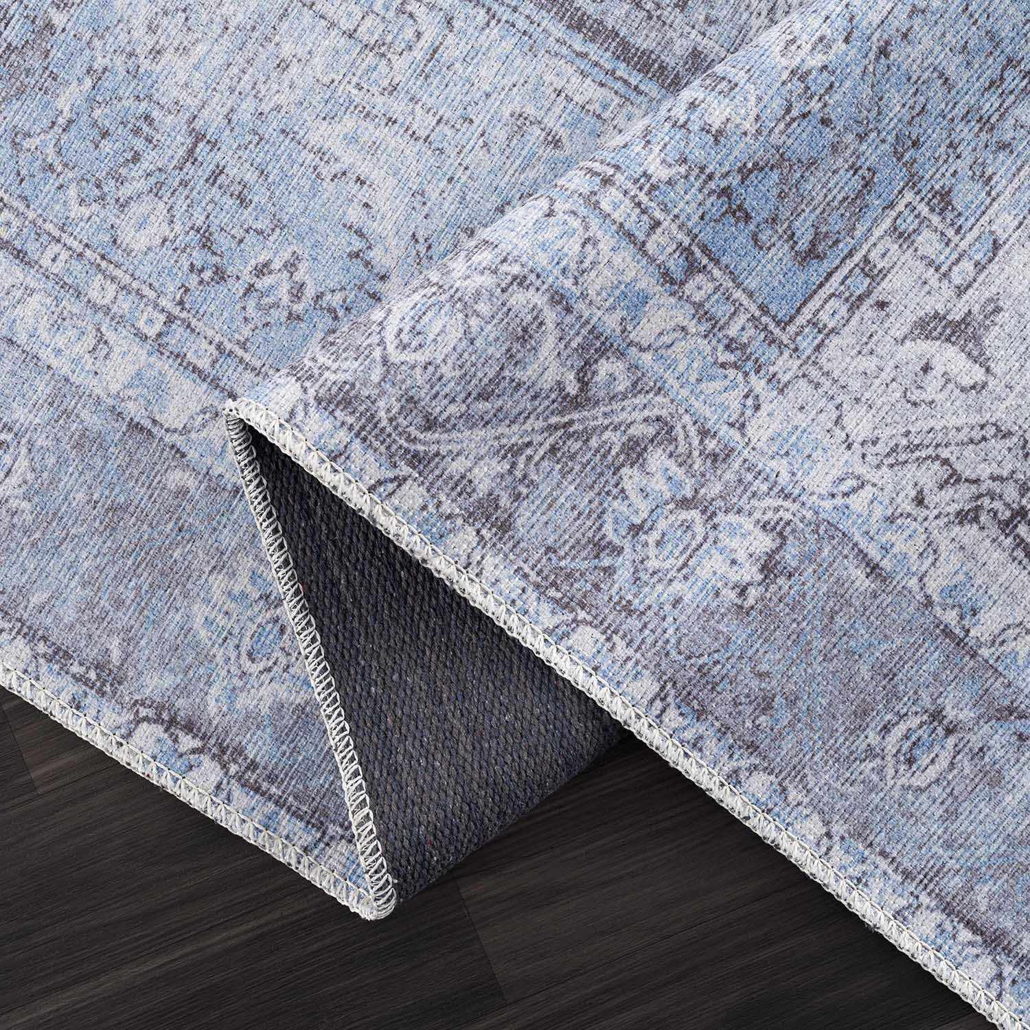 Alfombra lavable de pelo plano azul hielo - Liquidación