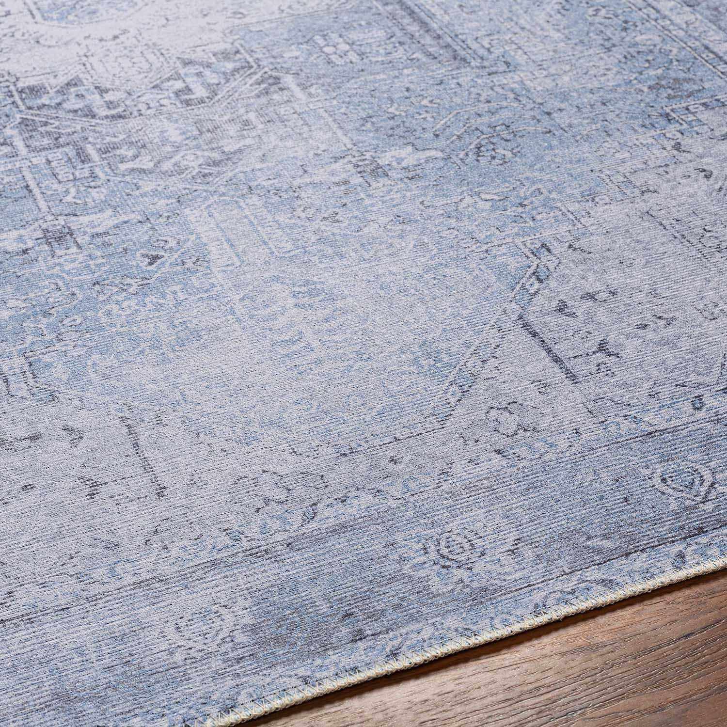 Alfombra lavable de pelo plano azul hielo - Liquidación