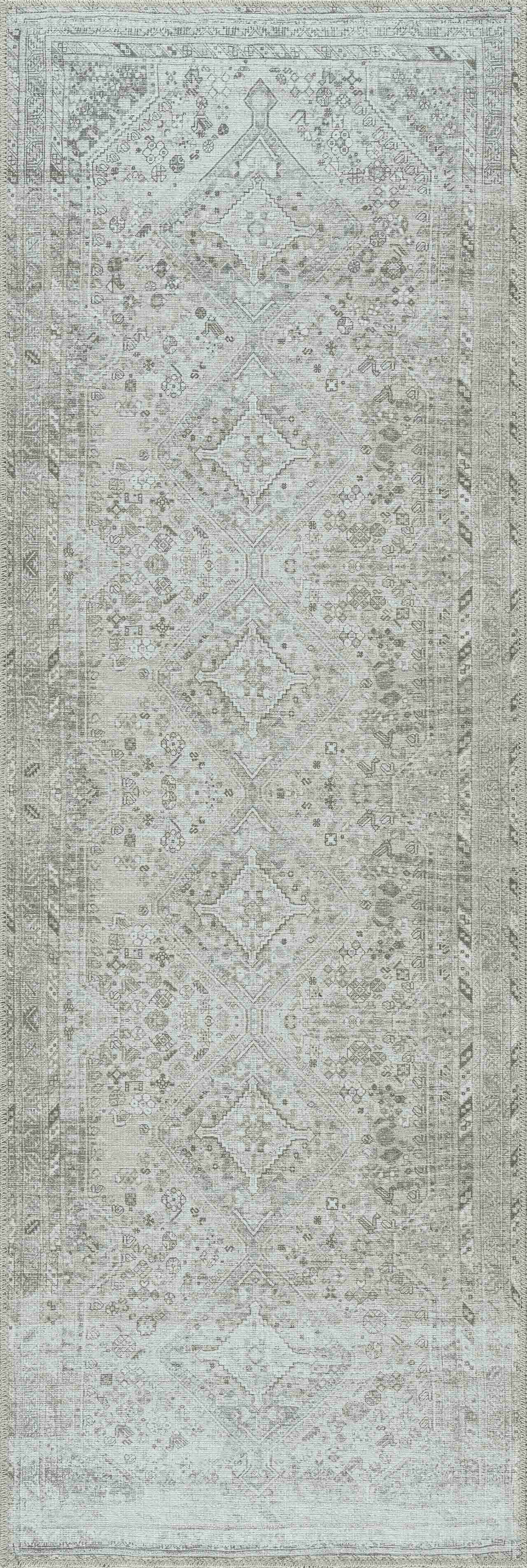 Alfombra lavable de pelo plano Barny Sage