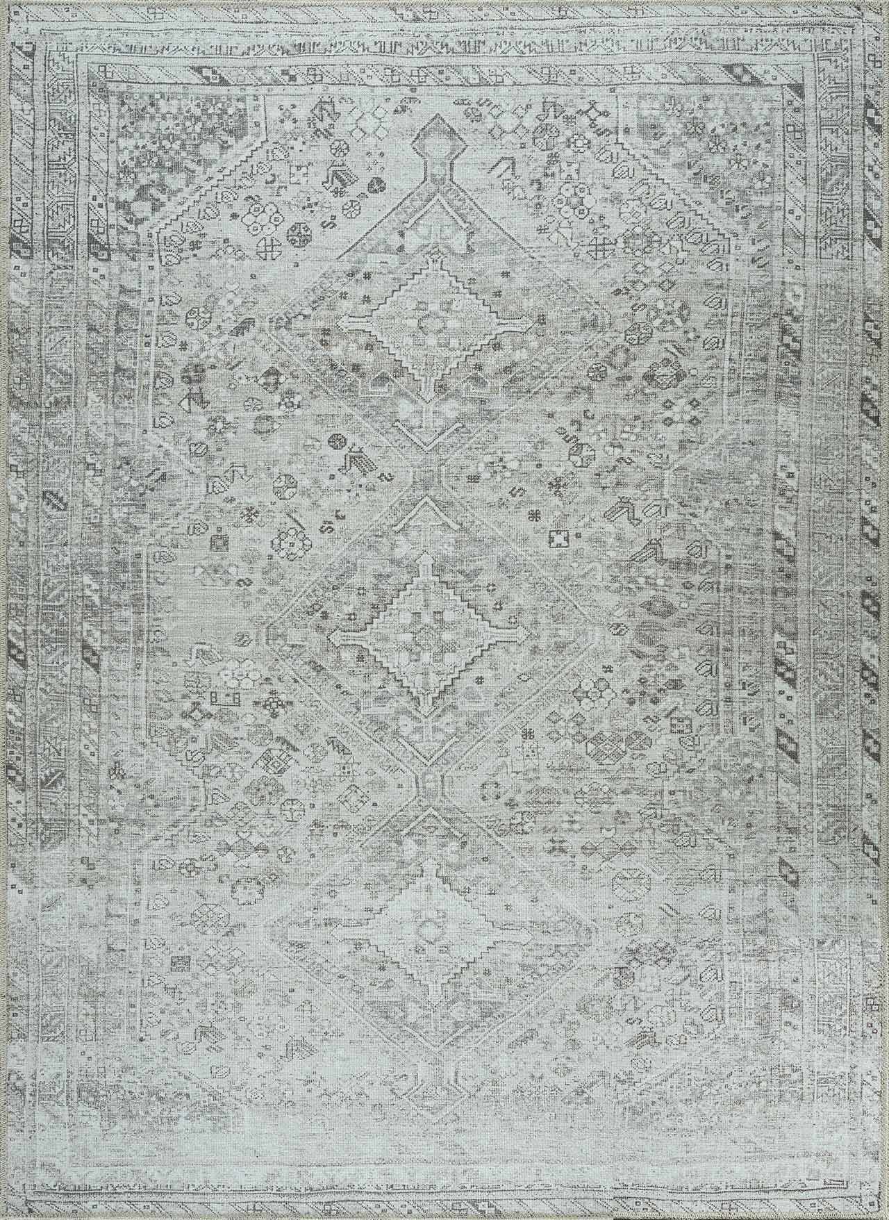 Alfombra lavable de pelo plano Barny Sage