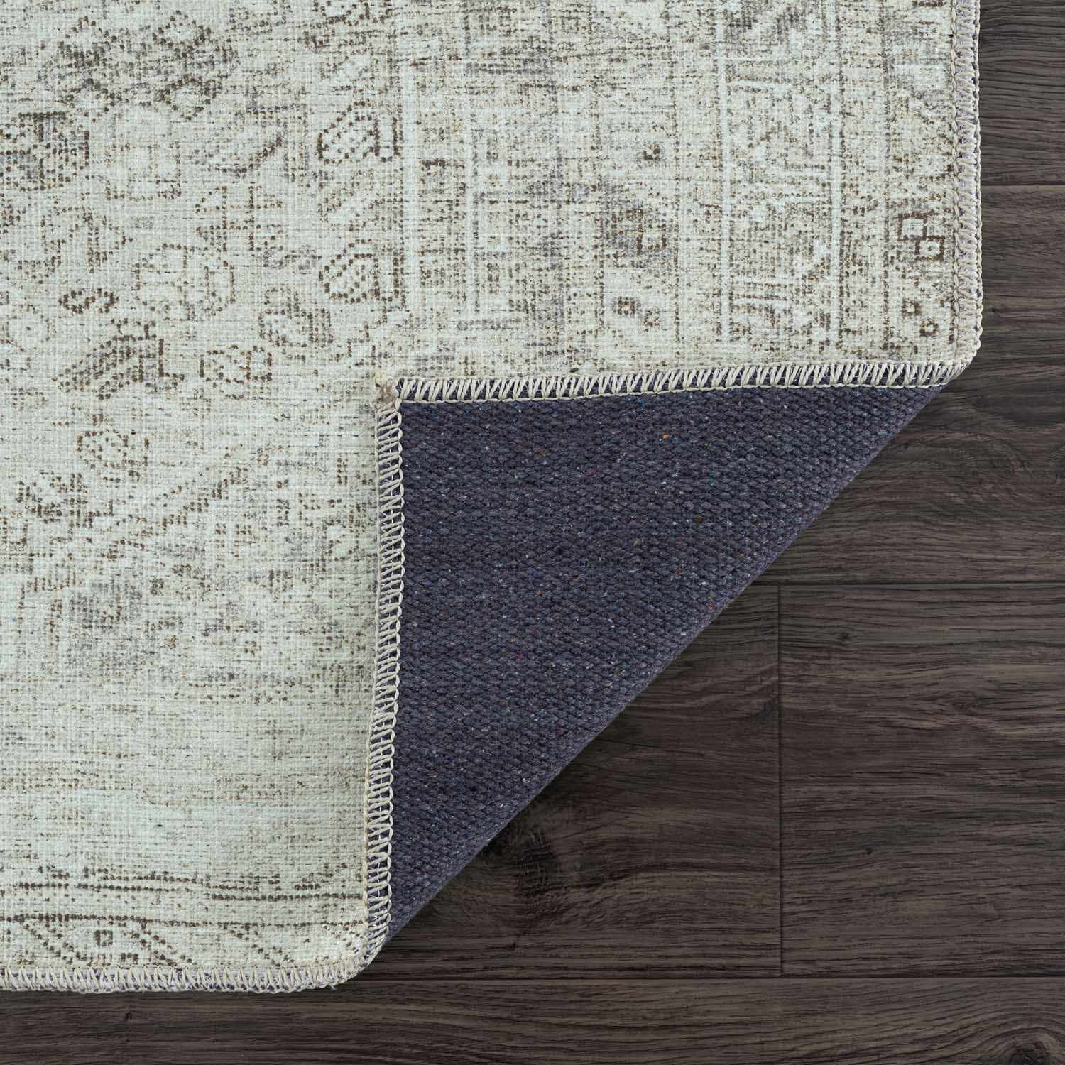 Alfombra lavable de pelo plano Barny Sage