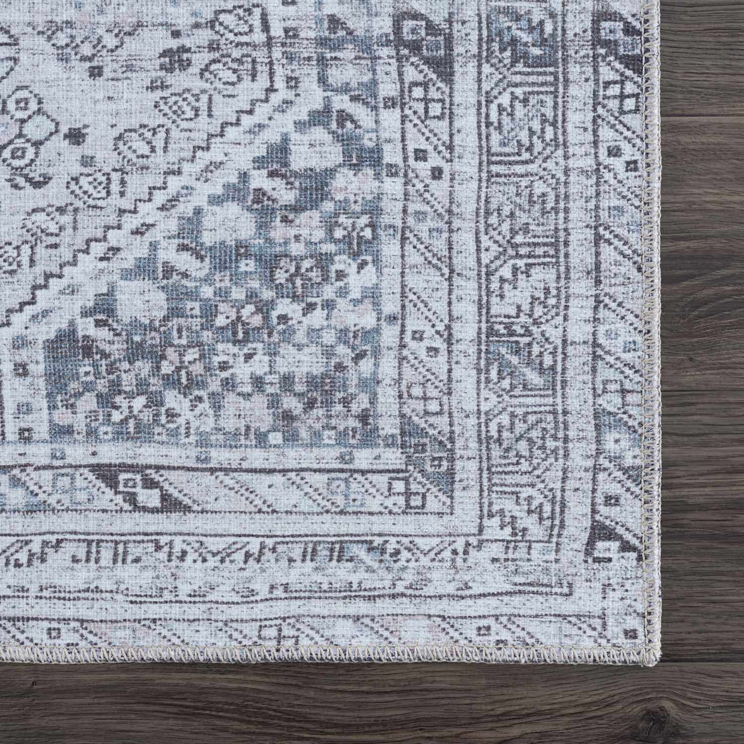 Alfombra lavable de pelo plano gris Barny