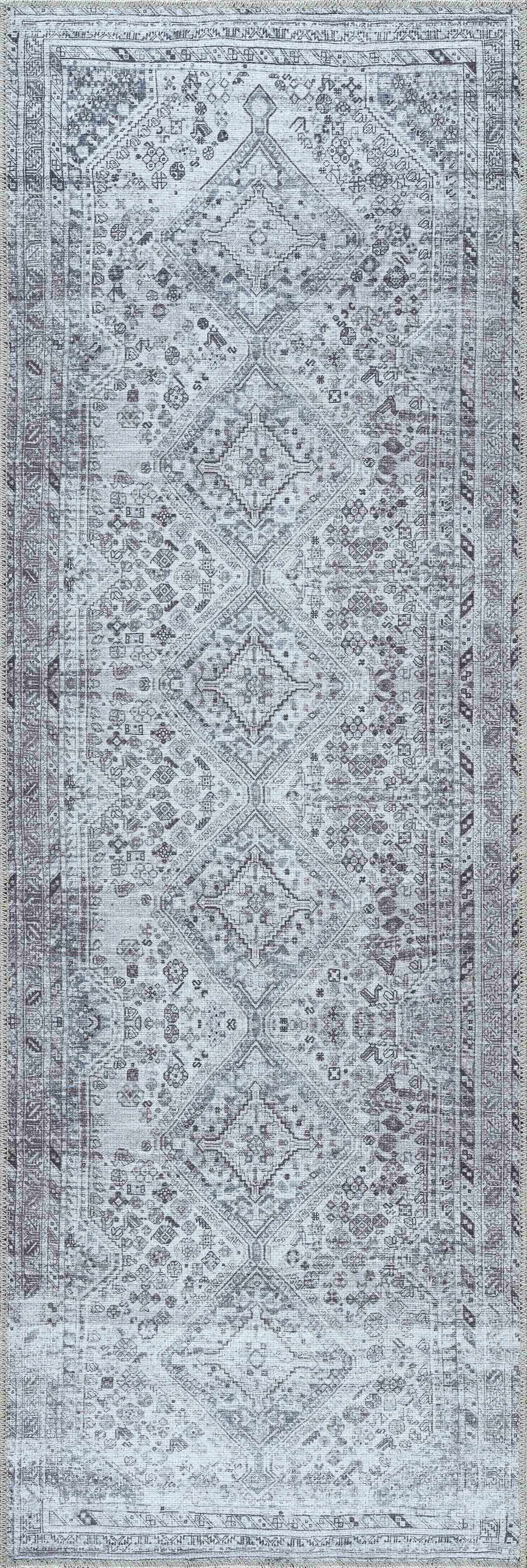 Alfombra lavable de pelo plano gris Barny