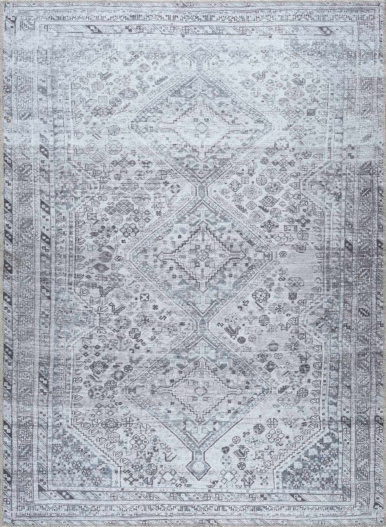 Alfombra lavable de pelo plano gris Barny