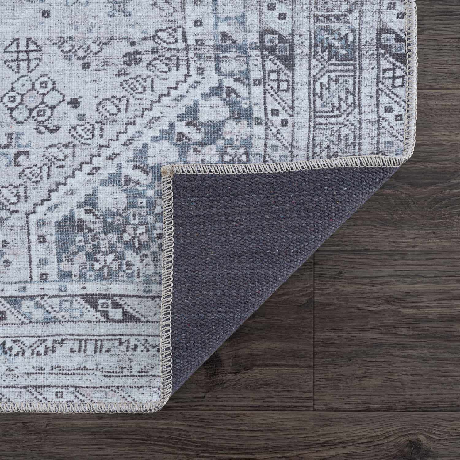 Alfombra lavable de pelo plano gris Barny