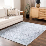 Alfombra lavable de pelo plano gris Barny
