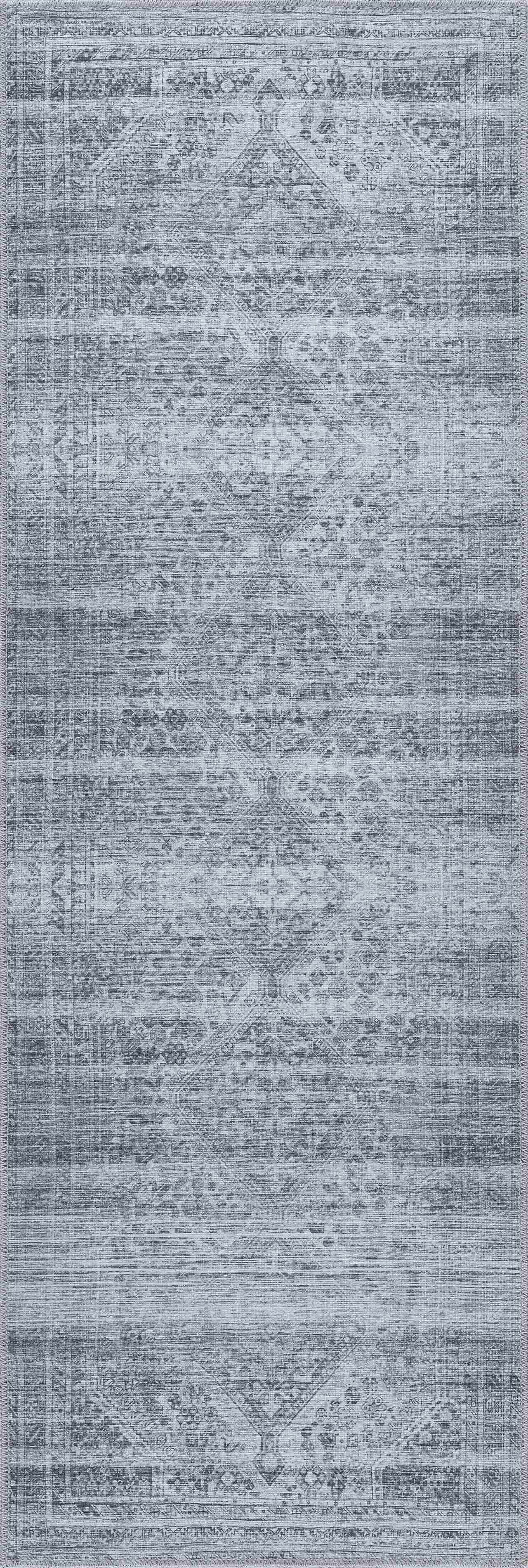 Alfombra lavable de pelo plano gris Barny