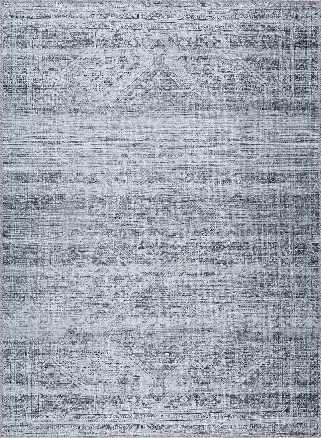 Alfombra lavable de pelo plano gris Barny
