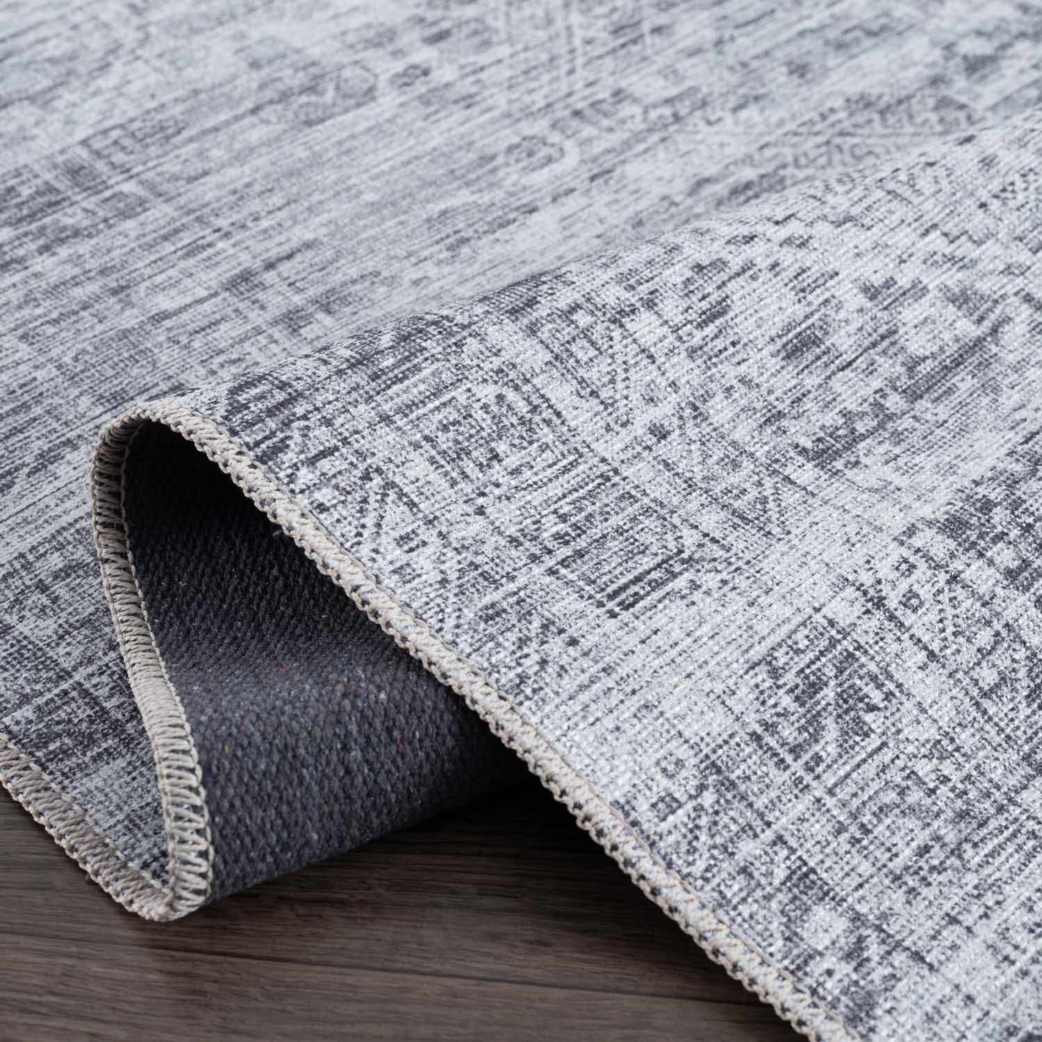 Alfombra lavable de pelo plano gris Barny