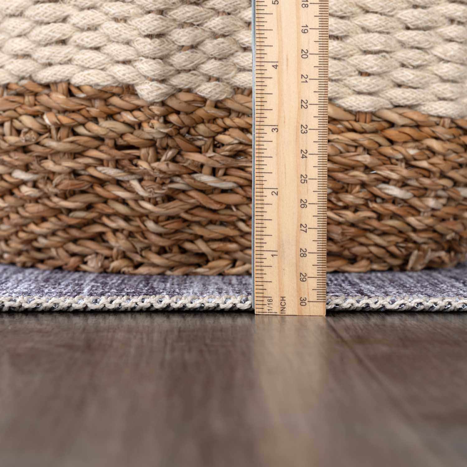 Alfombra lavable de pelo plano gris Barny