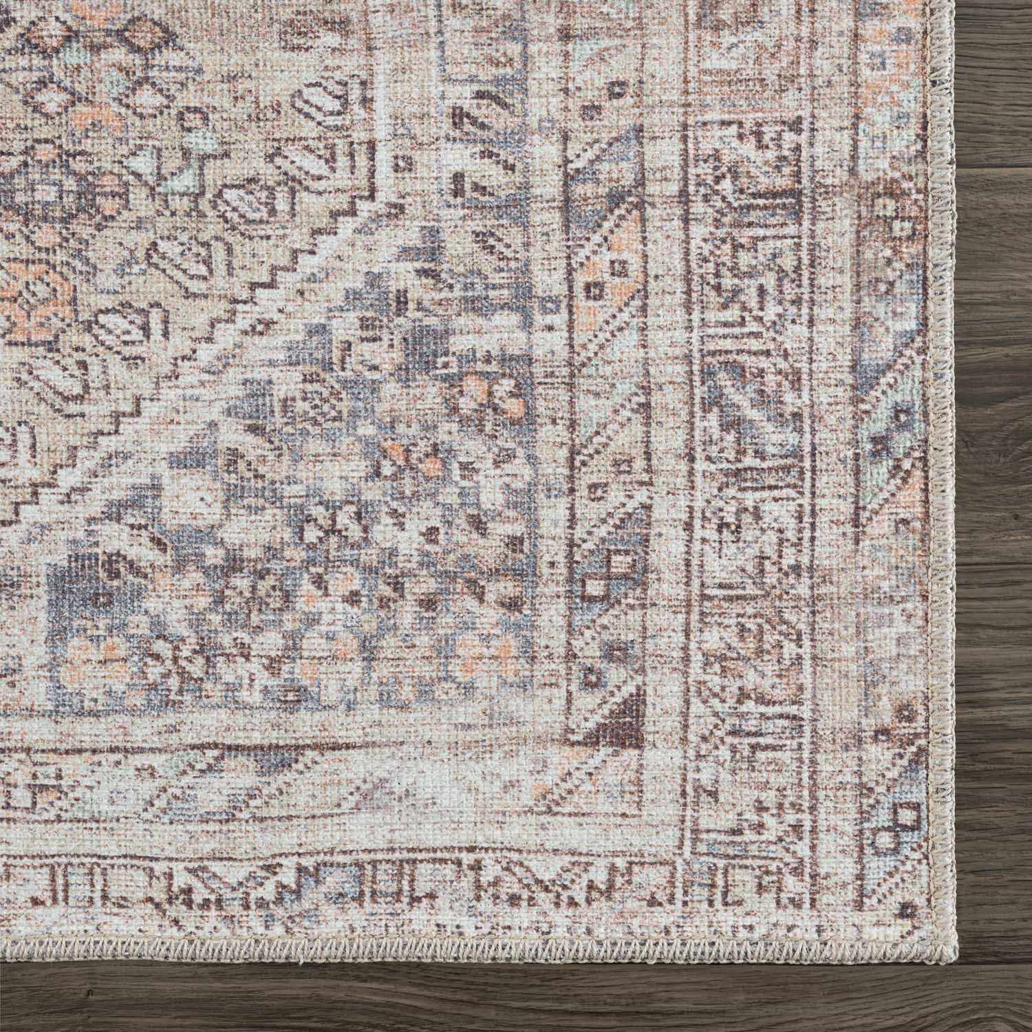 Alfombra lavable de pelo plano color canela Barny