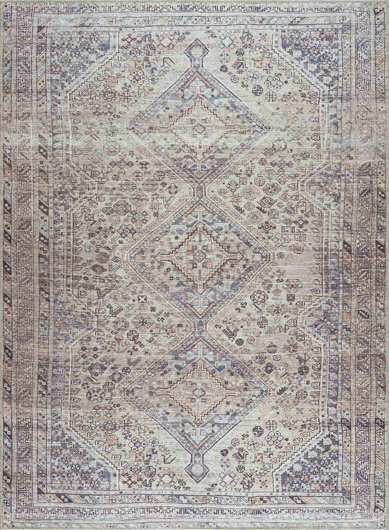 Alfombra lavable de pelo plano color canela Barny
