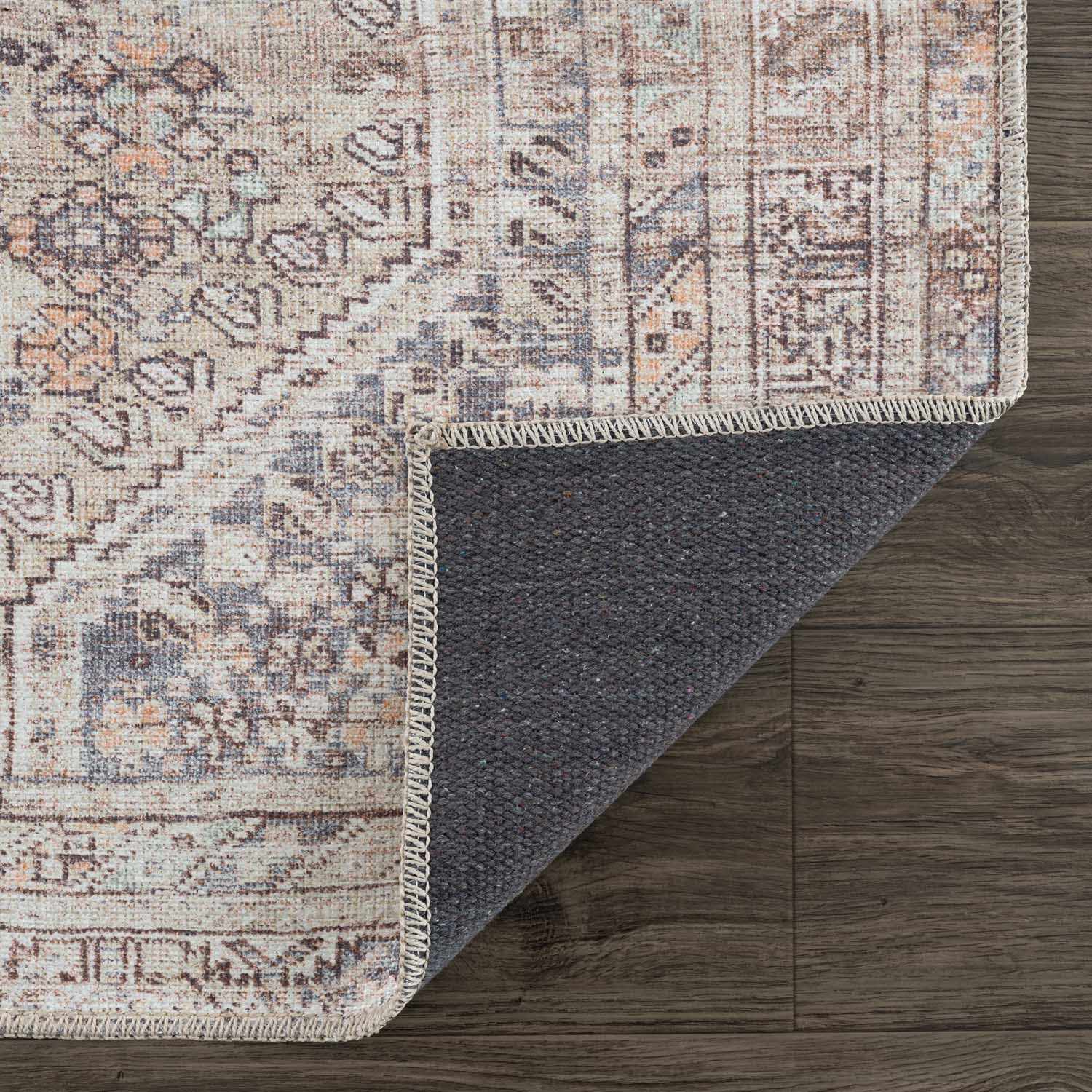 Alfombra lavable de pelo plano color canela Barny
