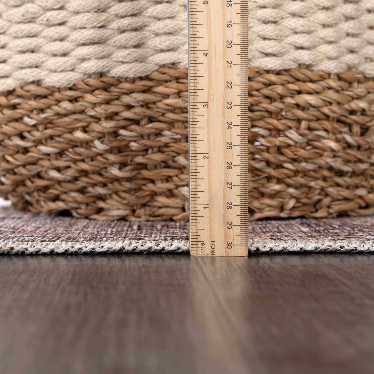 Alfombra lavable de pelo plano color canela Barny