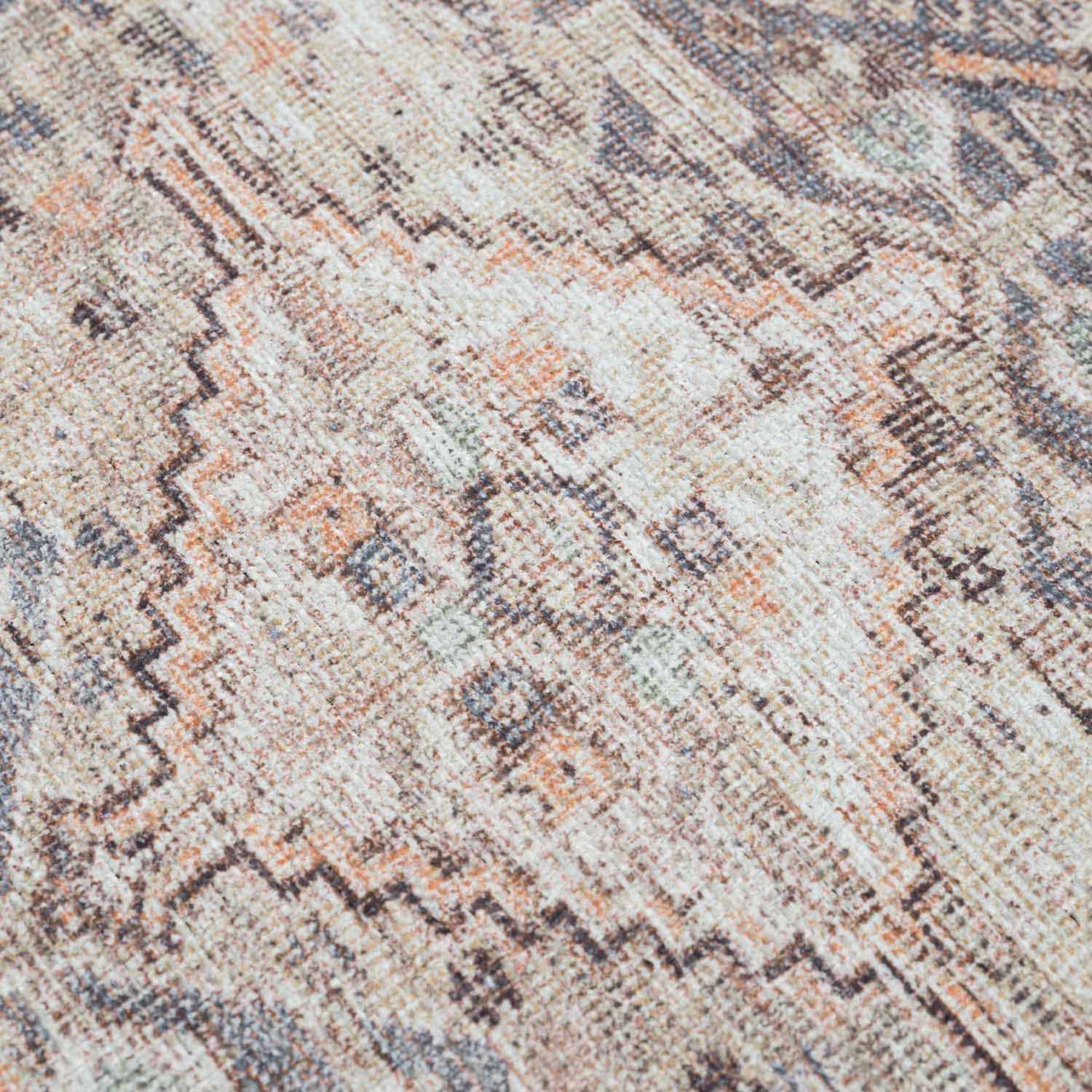 Alfombra lavable de pelo plano color canela Barny
