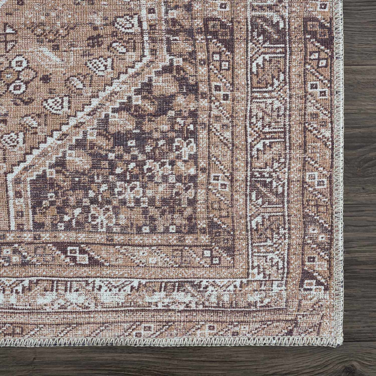 Alfombra lavable de pelo plano marrón Barny