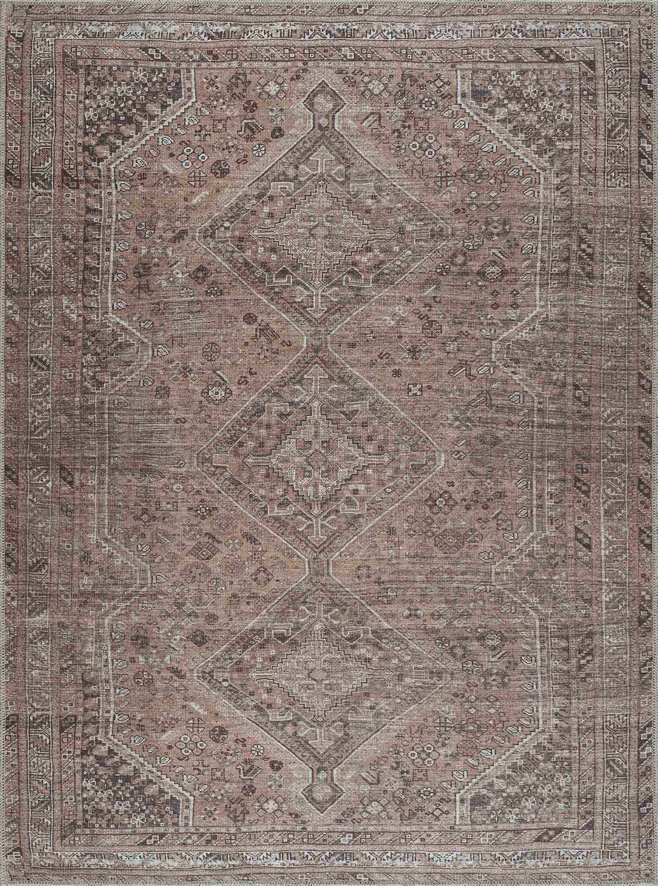 Alfombra lavable de pelo plano marrón Barny