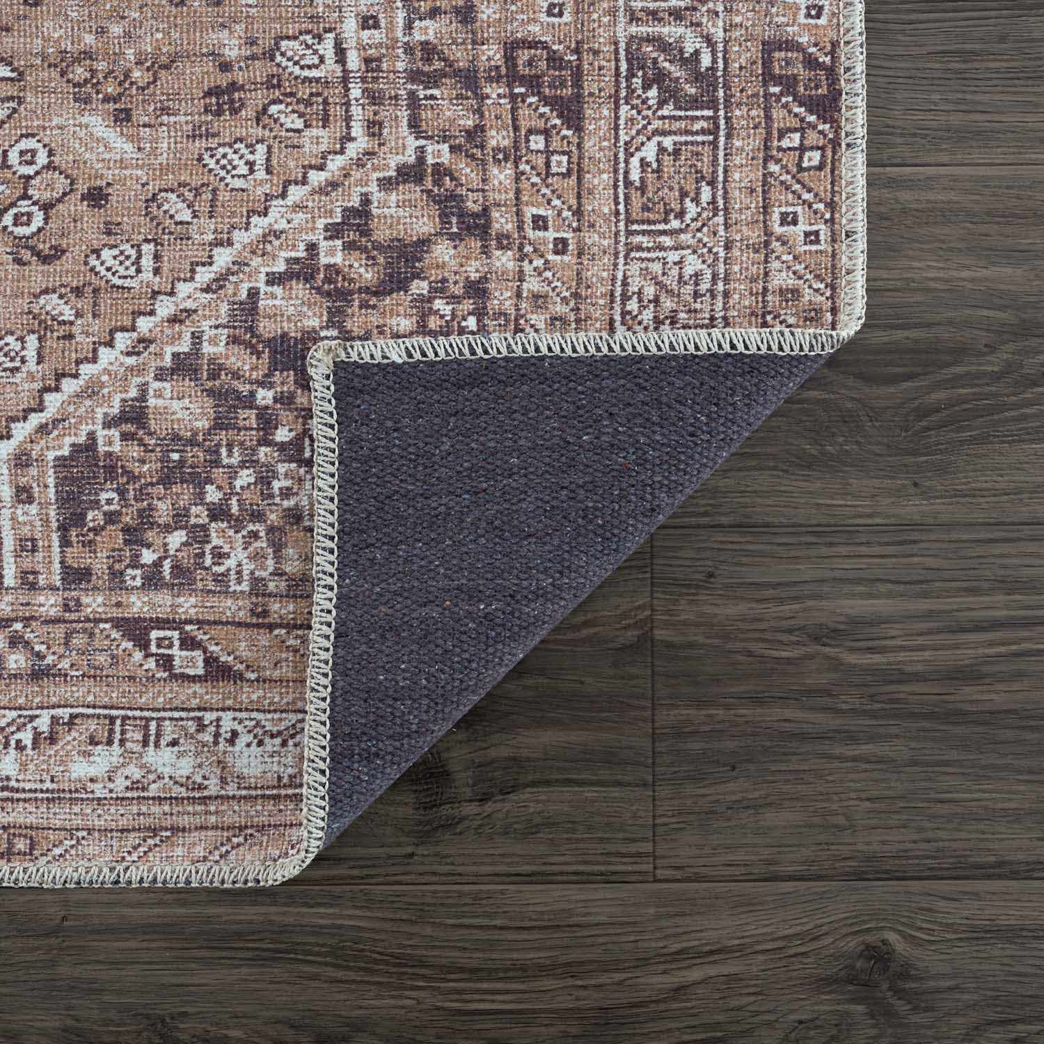 Alfombra lavable de pelo plano marrón Barny