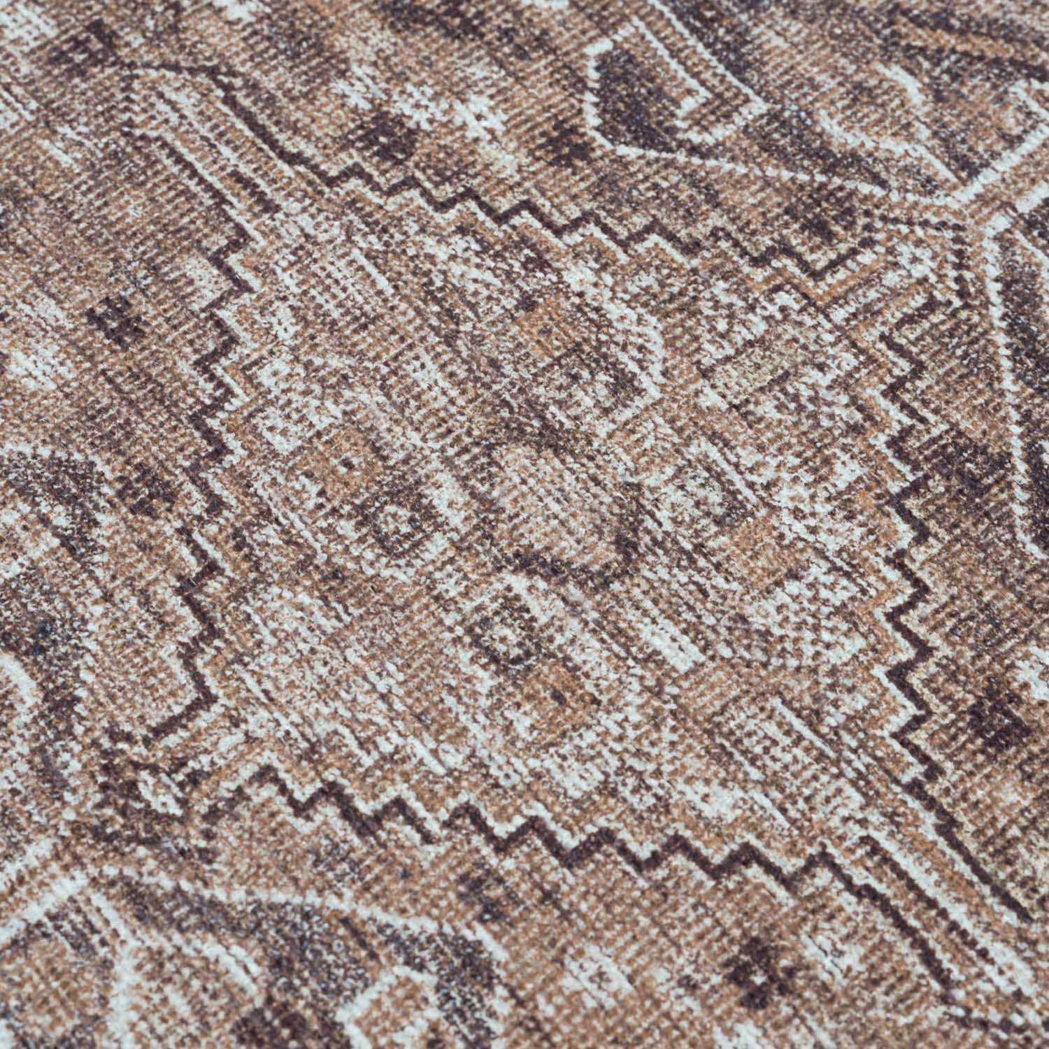 Alfombra lavable de pelo plano marrón Barny