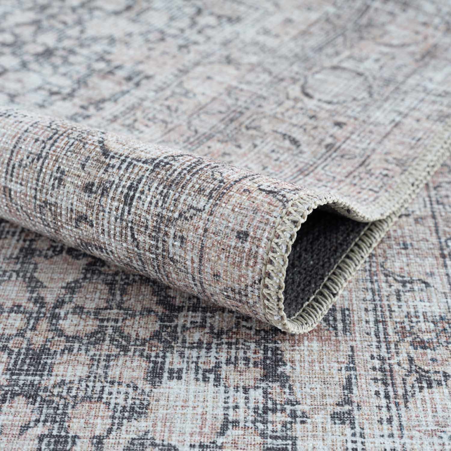 Alfombra lavable de pelo plano vintage Hedda