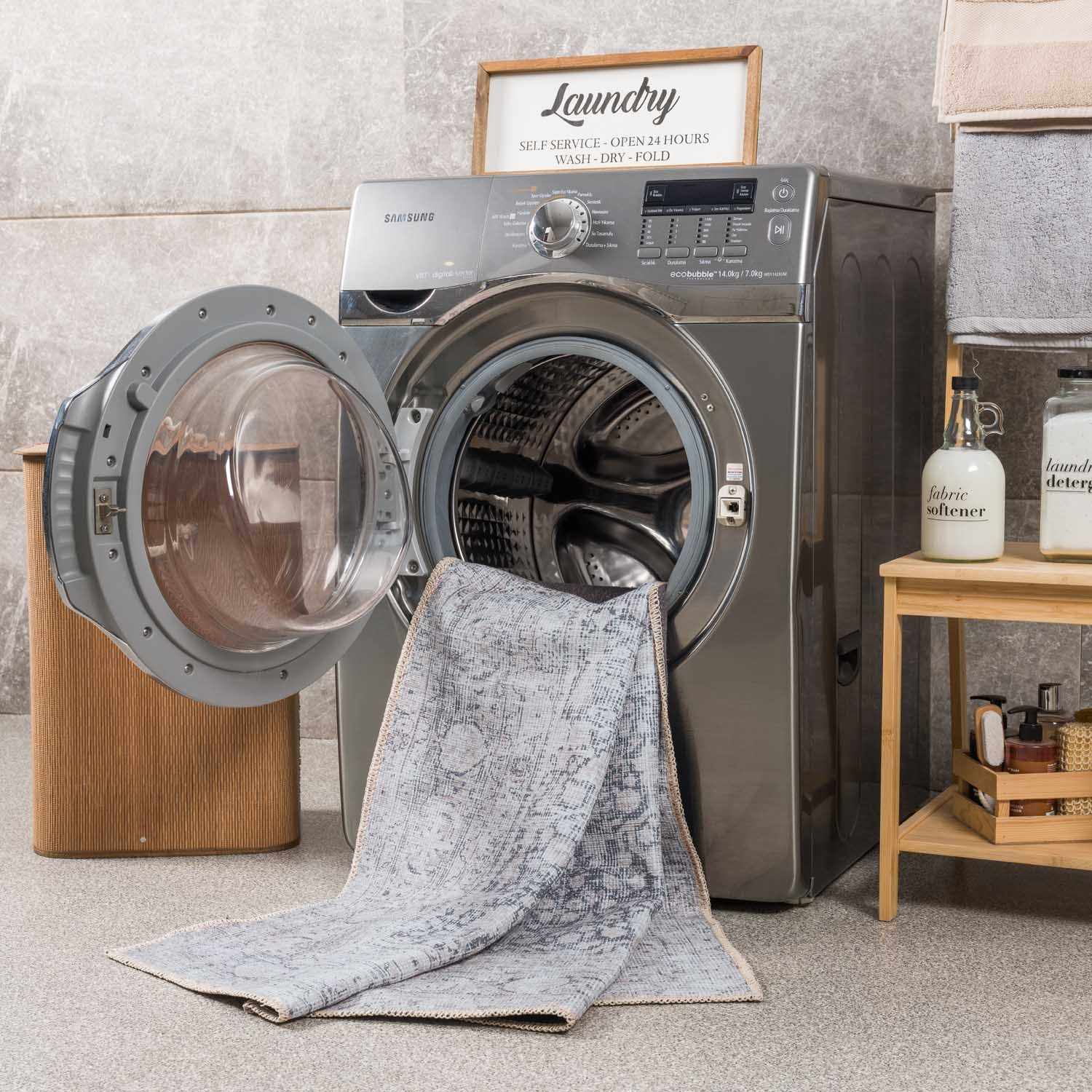 Alfombra lavable de pelo plano vintage Hedda