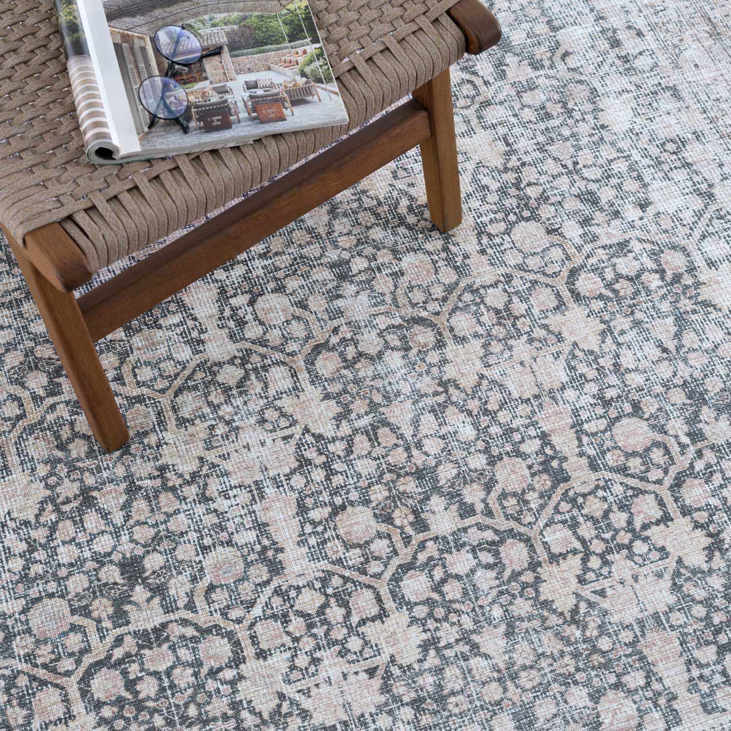 Alfombra lavable de pelo plano vintage Hedda