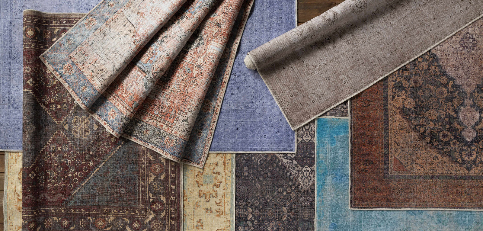 Alfombra lavable de pelo plano vintage Kittrell - Liquidación