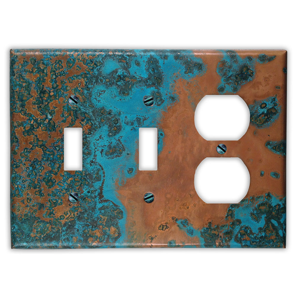 Azul Copper - 2 Toggle / 1 Duplex Wallplate