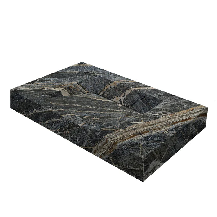 Lavabo rectangular moderno de mármol negro Adriatic para baño montado en la pared (ancho) 16