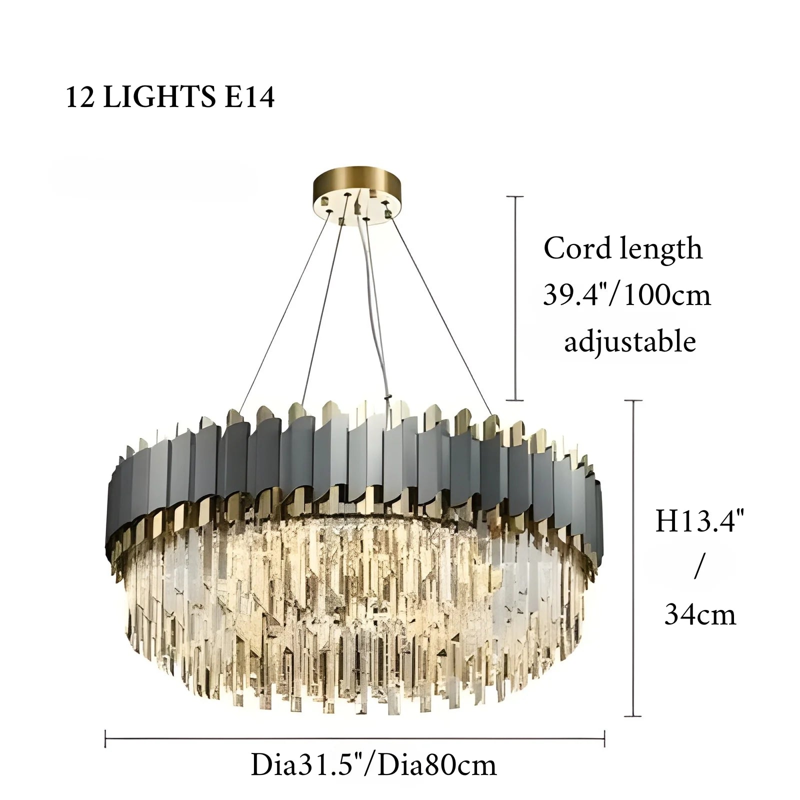 Alfianello | Lámpara colgante de cristal con forma de tambor creativa para sala de estar
