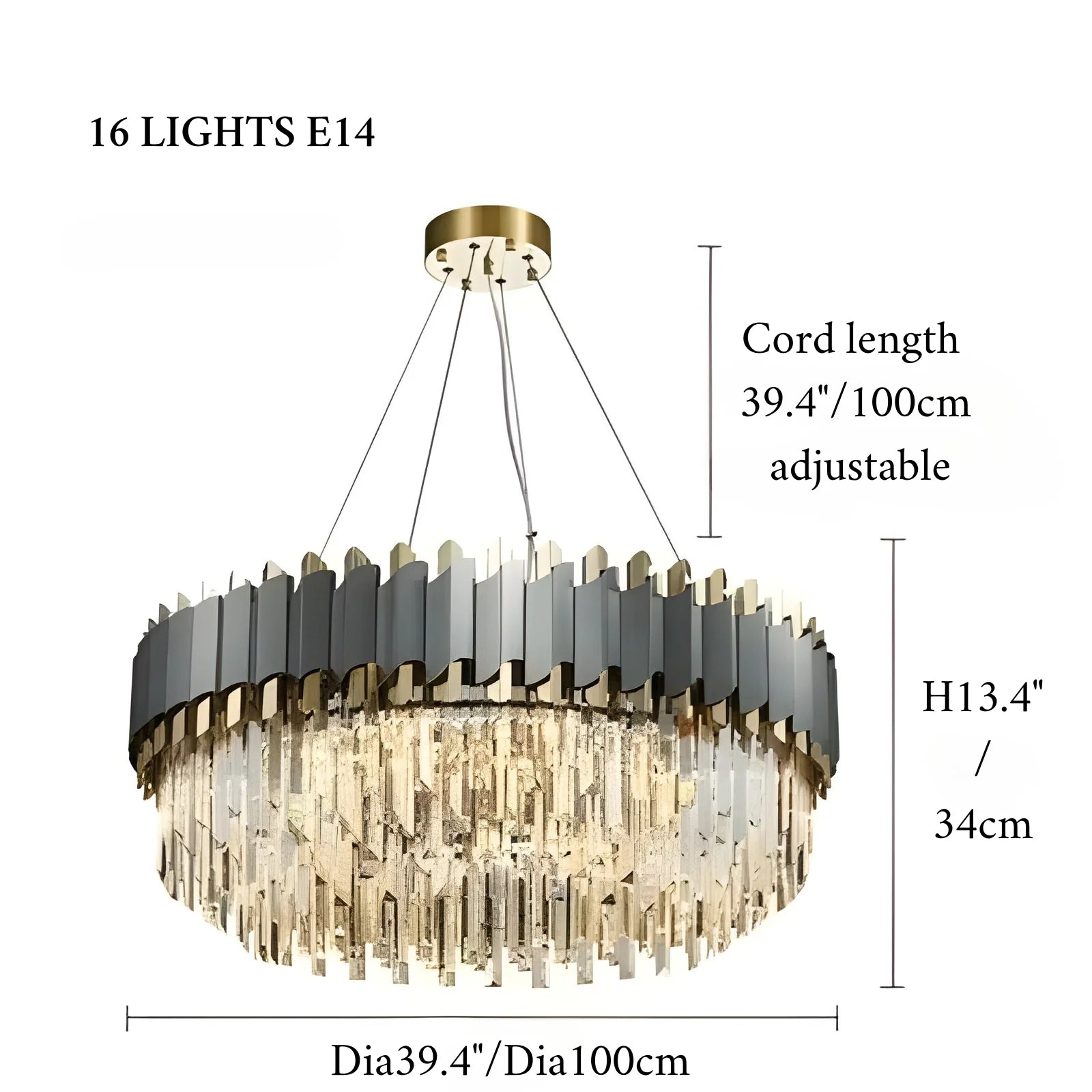Alfianello | Lámpara colgante de cristal con forma de tambor creativa para sala de estar