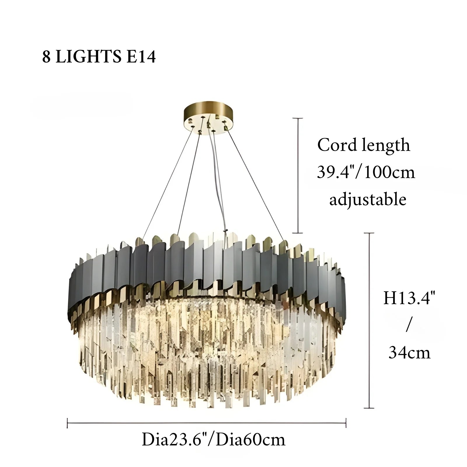 Alfianello | Lámpara colgante de cristal con forma de tambor creativa para sala de estar