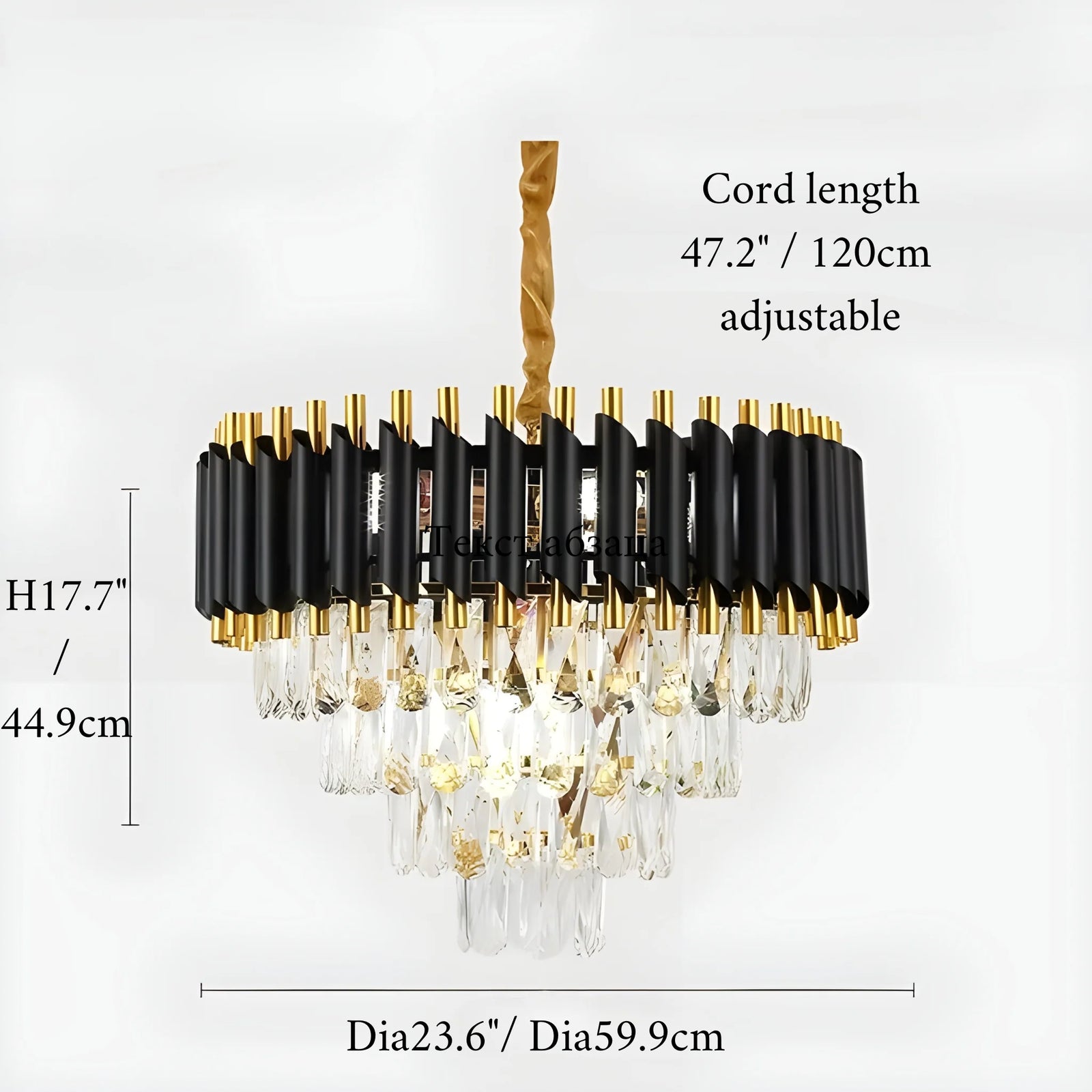 Alfonsine | Lámpara colgante de cristal negro de lujo con luces LED para sala de estar