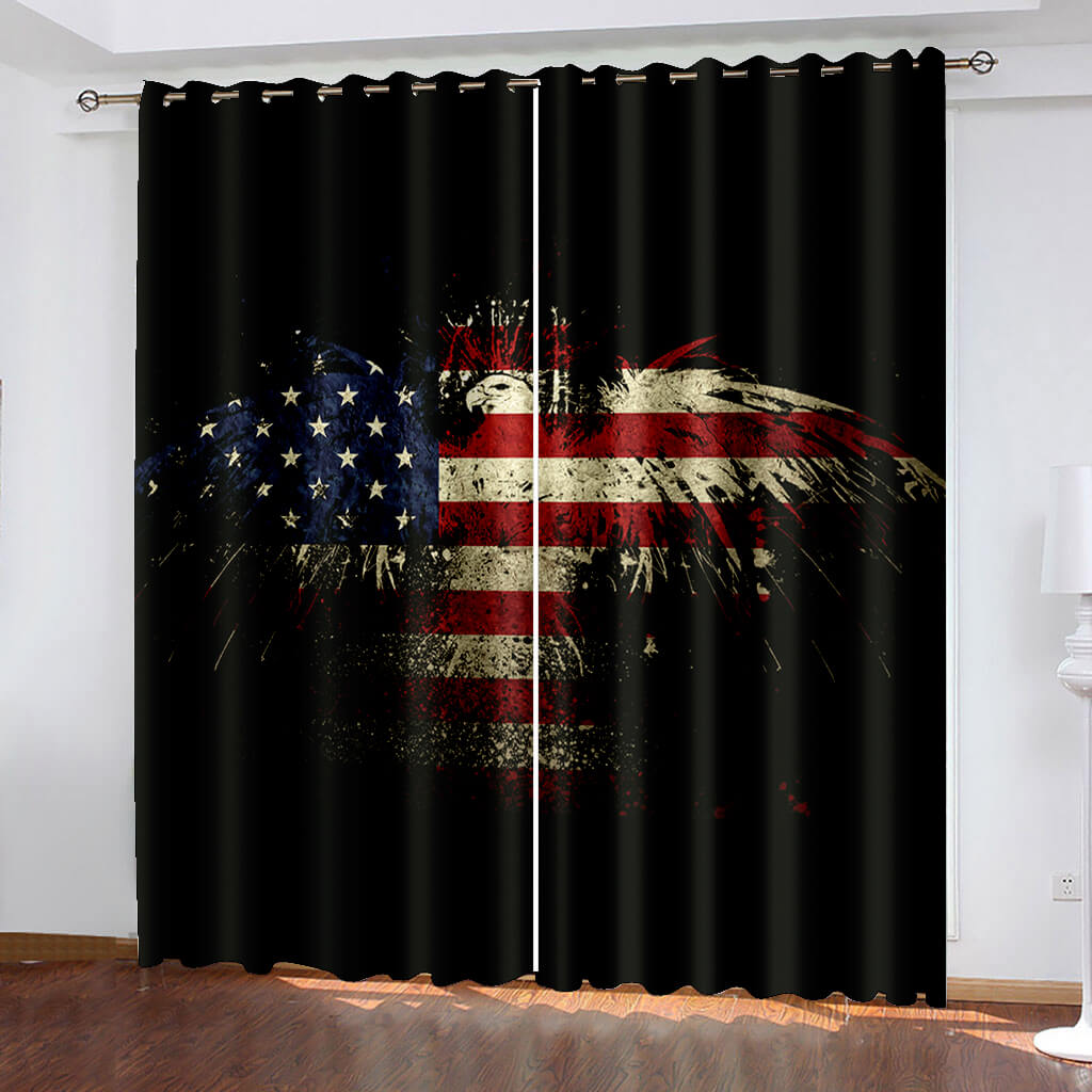 American Flag Curtains Blackout Window Drapes