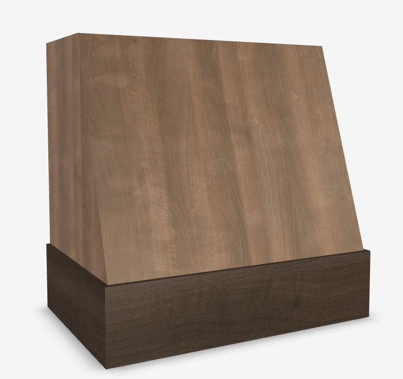 American Walnut Wood Range Hood With Angled Front and Walnut Band - 30