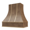 Campana extractora de nogal americano con frente curvo y flejes de latón: anchos disponibles de 30", 36", 42", 48", 54" y 60"