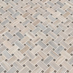 Mosaico de mármol pulido de 30 x 30 cm con diseño de tejido de canasta de angora, montado en malla - Colección MSI