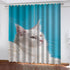 Animal Cute Cat Curtains Blackout Window Drapes