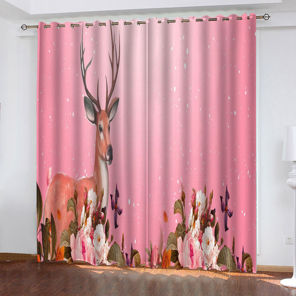 Animal Deer Curtains Pattern Blackout Window Drapes