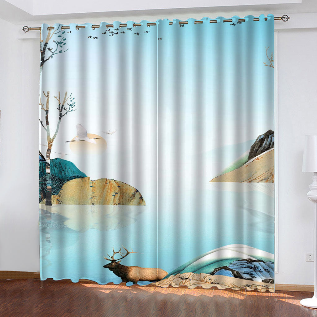 Animal Deer Curtains Pattern Blackout Window Drapes