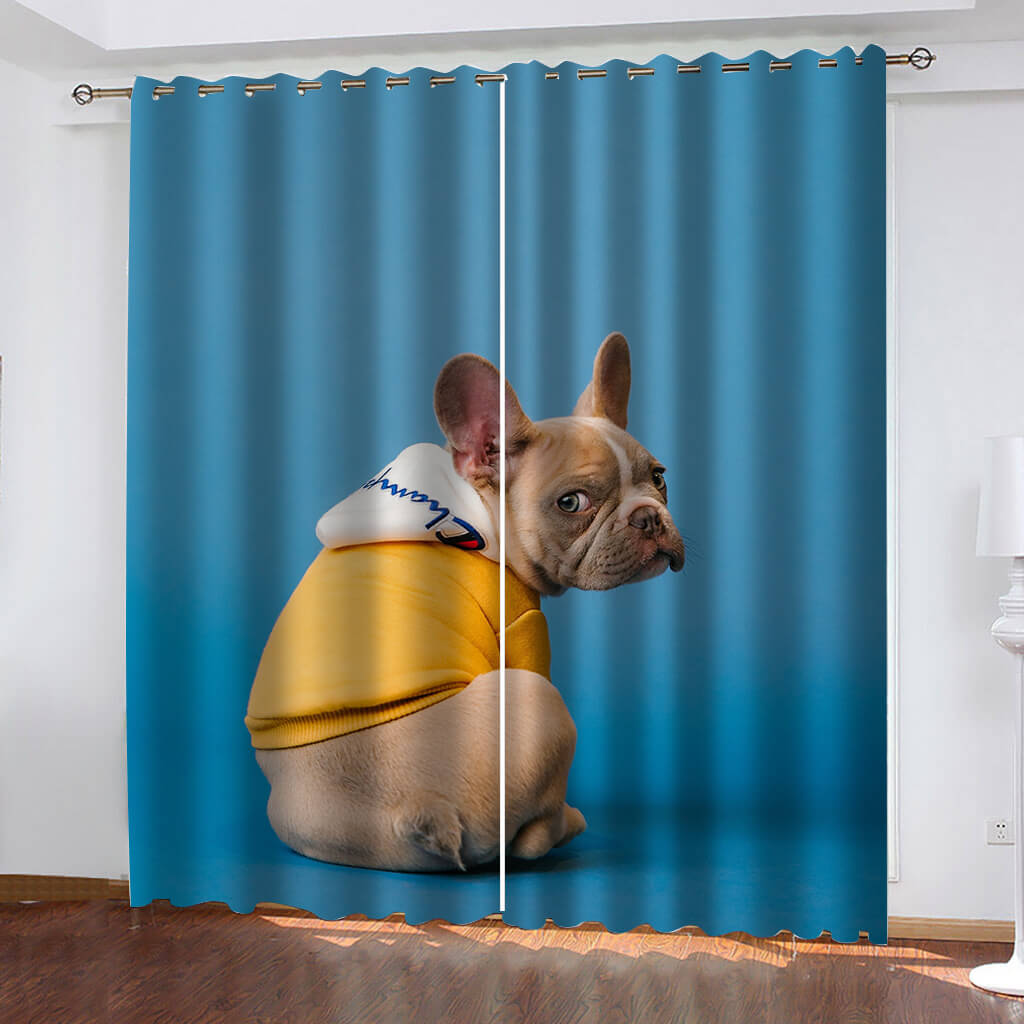 Animal Dog Curtains Blackout Window Drapes