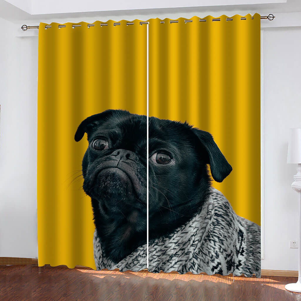 Animal Dog Curtains Blackout Window Drapes