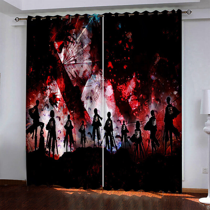 Anime Attack On Titan Pattern Curtains Blackout Window Drapes