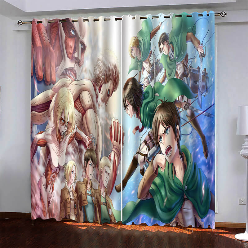 Anime Attack On Titan Pattern Curtains Blackout Window Drapes