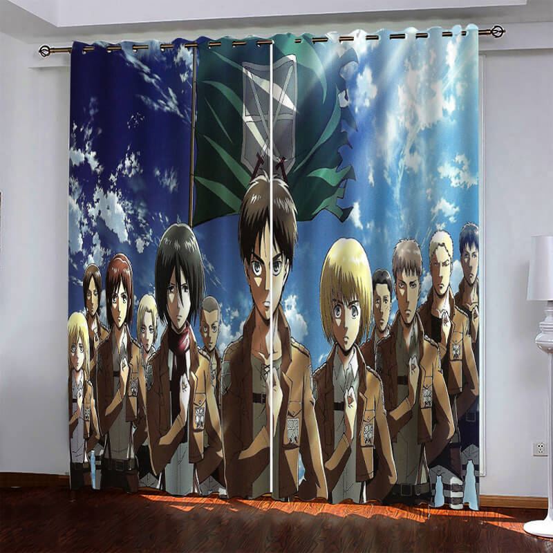 Anime Attack On Titan Pattern Curtains Blackout Window Drapes