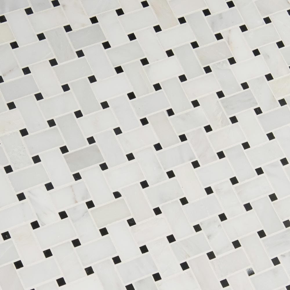 Mosaico de mármol pulido Arabescato Carrara de 30,5 x 30,5 cm, montado en malla - Colección MSI