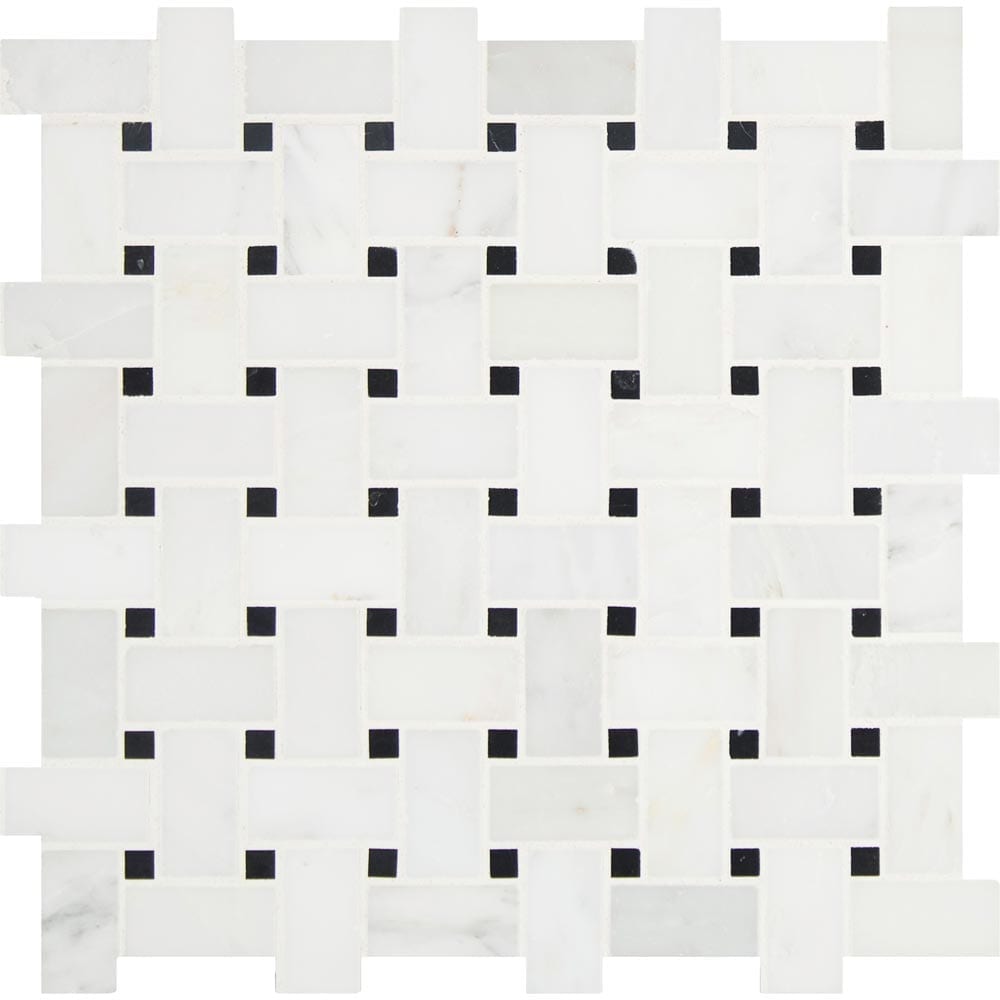 Mosaico de mármol pulido Arabescato Carrara de 30,5 x 30,5 cm, montado en malla - Colección MSI